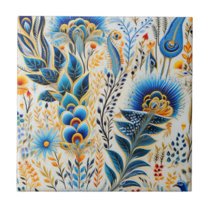 Chinoiserie Exotic Birds Botanical Pattern (5) Tile