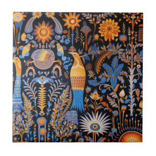 Chinoiserie Exotic Birds Botanical Pattern (6) Tile