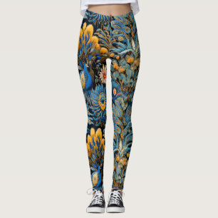Chinoiserie Exotic Birds Botanical Pattern (7) Leggings