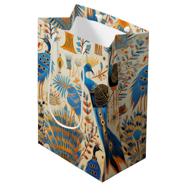 Chinoiserie Exotic Birds Botanical Pattern (8) Medium Gift Bag (Front Angled)