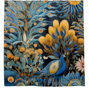 Chinoiserie Exotic Birds Botanical Pattern (8) Shower Curtain