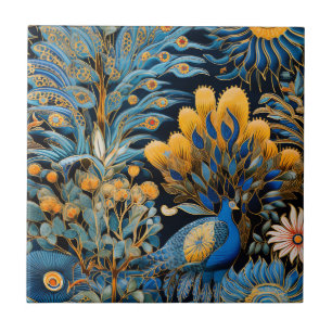 Chinoiserie Exotic Birds Botanical Pattern (8) Tile