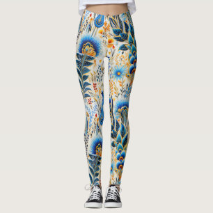 Chinoiserie Exotic Birds Botanical Pattern (9) Leggings
