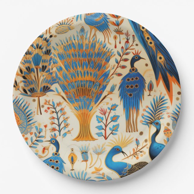 Chinoiserie Exotic Birds Botanical Pattern (9) Paper Plate (Front)