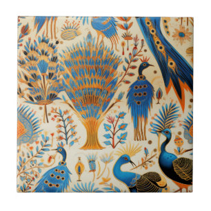 Chinoiserie Exotic Birds Botanical Pattern (9) Tile