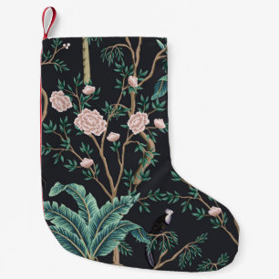 Chinoiserie Exotic Birds: Vintage Banana Tree Wall Small Christmas Stocking