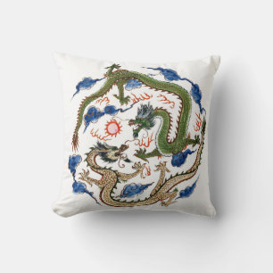 Chinoiserie Famille Verte Dragons Cushion