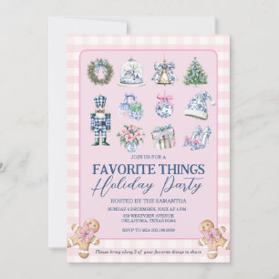 Chinoiserie Favourite Things Gingham Holidays Part Invitation