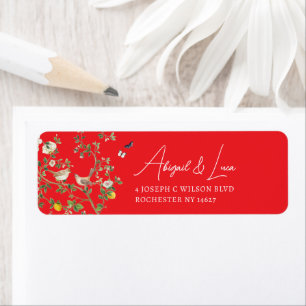 Chinoiserie Floral Bird Wedding Invitation Address