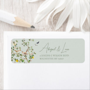 Chinoiserie Floral Bird Wedding Invitation Address