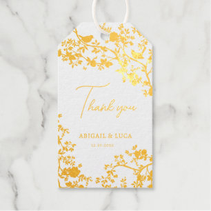 Chinoiserie Floral Birds Wedding Foil Invitation Gift Tags