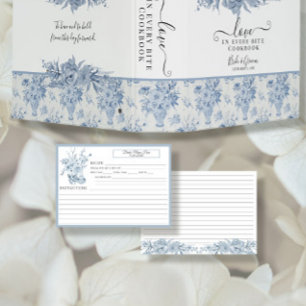 Chinoiserie Floral Blue and White Bridal Recipe Invitation