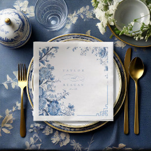 Chinoiserie Floral Border Wedding ID1094 Napkin
