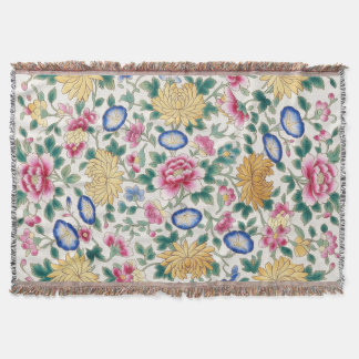 Chinoiserie Floral Chintz Throw Blanket