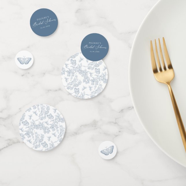 Chinoiserie Floral French Blue Bridal Shower Confetti (Group)