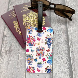 Chinoiserie Floral Luggage Tag Women Travel Chic