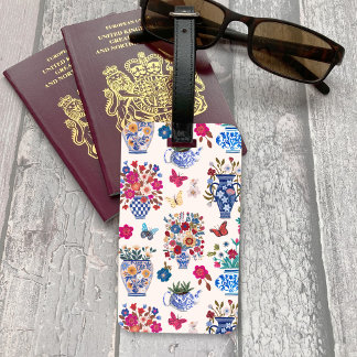 Chinoiserie Floral Luggage Tag Women Travel Chic