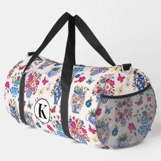 Chinoiserie Floral Monogram Weekender Travel Bag