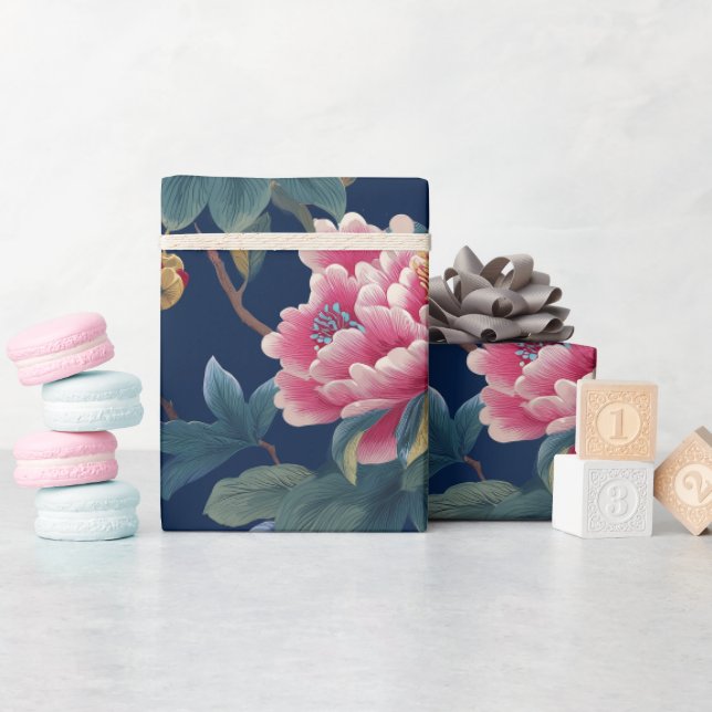 Chinoiserie Floral Pattern Wrapping Paper (Baby Shower)
