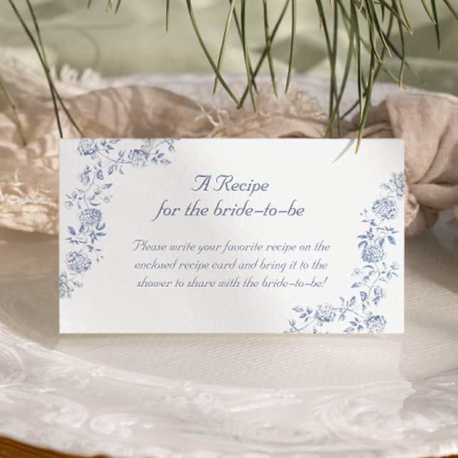 Chinoiserie Floral Recipe For The Bride to be Enclosure Card (Creator Uploaded)