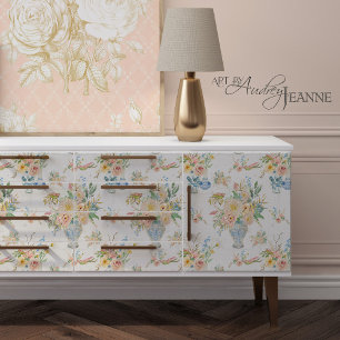 Chinoiserie Floral Vases Peony Flower Decoupage Tissue Paper