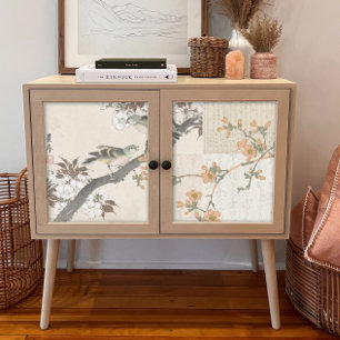 Chinoiserie Floral Vintage Birds Script Decoupage Tissue Paper