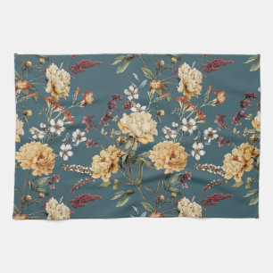 Chinoiserie Floral watercolour botanical modern Tea Towel