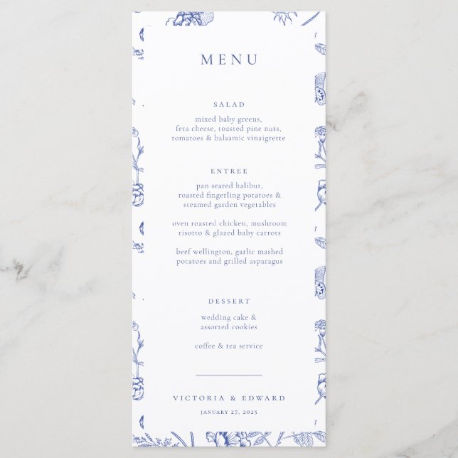 Chinoiserie Floral Wedding Menu (Front)