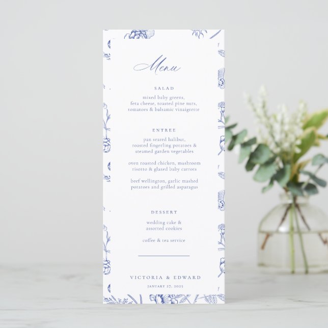 Chinoiserie Floral Wedding Menu (Standing Front)