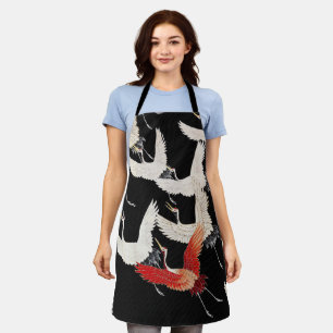 Chinoiserie Flying Crane Zen Minimalist Kimono Art Apron