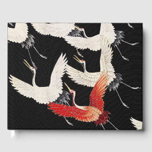 Chinoiserie Flying Crane Zen Minimalist Kimono Art Guest Book