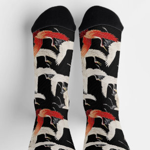 Chinoiserie Flying Crane Zen Minimalist Kimono Art Socks
