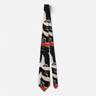 Chinoiserie Flying Crane Zen Minimalist Kimono Art Tie