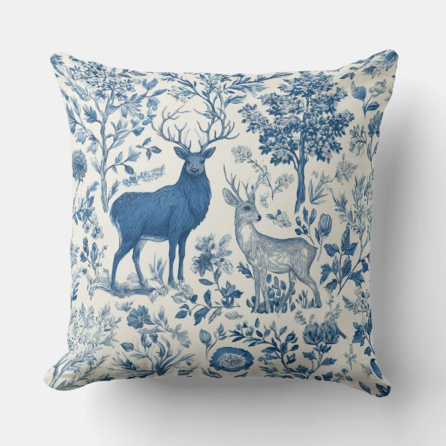 Chinoiserie Forest Animal Throw Pillow (Front)