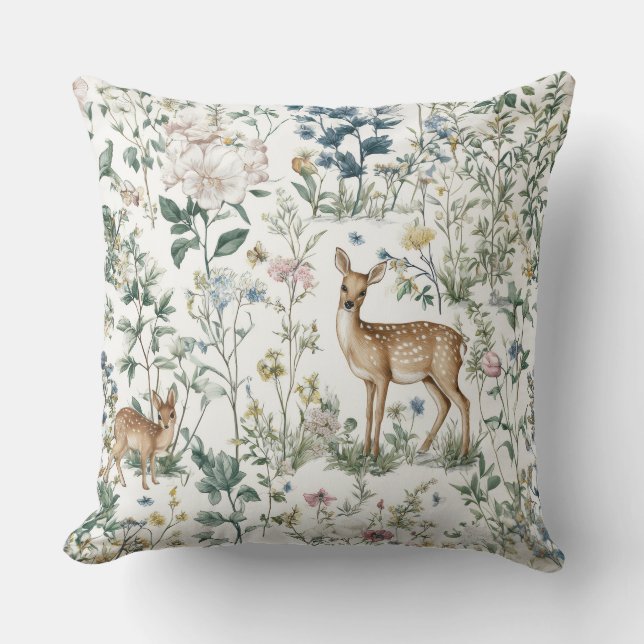 Chinoiserie Forest Animal Throw Pillow (Front)