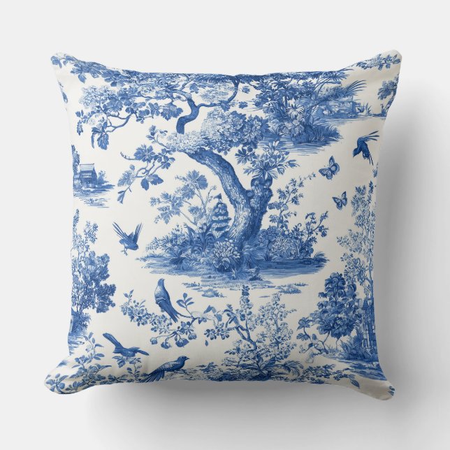 Chinoiserie Forest Bird Throw Pillow (Front)
