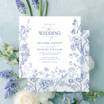 Chinoiserie French Blue Victorian Floral Wedding Invitation<br><div class="desc">Looking for the perfect invitation to set the tone of your big day? Welcome your guests to your romantic celebration in style with our exquisite Chinoiserie French Blue Victorian Floral Wedding Invitation. With beautiful hand-drawn blue Victorian floral featuring delicate garden flowers, buzzing bees, and gorgeous butterflies, this is a stunning...</div>