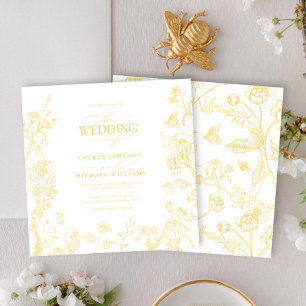 Chinoiserie French Gold Victorian Floral Wedding Invitation