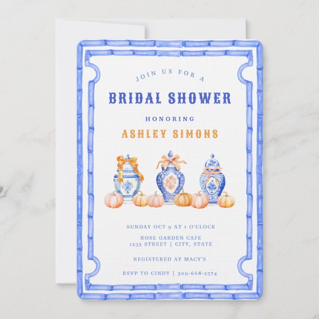 Chinoiserie Ginger Jar Bridal Shower | Tea Party Invitation (Front)