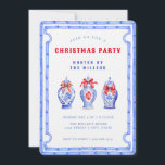Chinoiserie Ginger Jar CHRISTMAS Party Invitation<br><div class="desc">This CHRISTMAS party invitation has a chinoiserie design featuring three different ginger jars. The border around the invitations is a blue bamboo frame. You can edit the text to meet the needs of your event. The back has a coordinating bamboo pattern.</div>