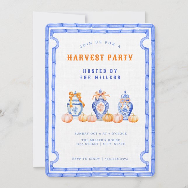 Chinoiserie Ginger Jar Harvest Party Invitation (Front)