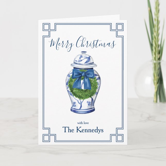 Chinoiserie Ginger Jar  Holiday Card (Front)