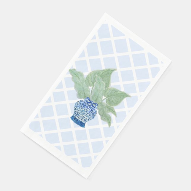 Chinoiserie Ginger Jar Jars Leaves Paper Napkin (Corner)