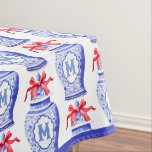 Chinoiserie Ginger Jar Monogram | Red Bow Tablecloth<br><div class="desc">This trendy design features a Chinoiserie ginger jar with a red bow. You can personalise with your initial.</div>