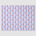 Chinoiserie Ginger Jar Monogram | Red Bow Tissue Paper<br><div class="desc">This trendy design features a Chinoiserie ginger jar with a red bow. You can personalise with your initial.</div>