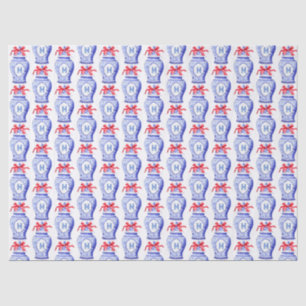 Chinoiserie Ginger Jar Monogram   Red Bow Tissue Paper