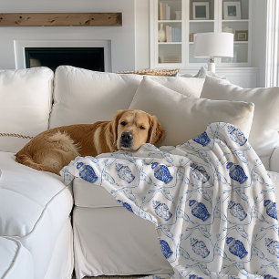 Chinoiserie Ginger Jar Monogram  Sherpa Blanket