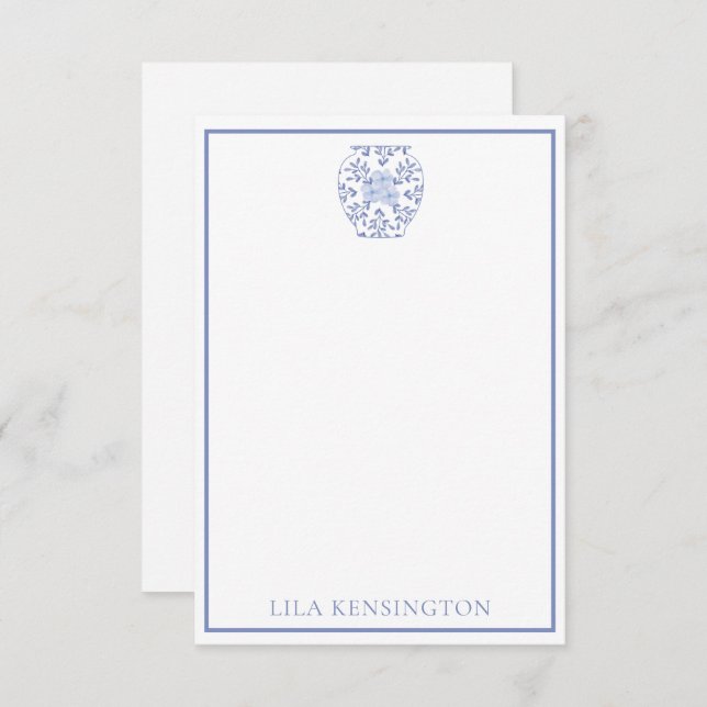 Chinoiserie Ginger Jar Vase Personalised NoteCards (Front/Back)