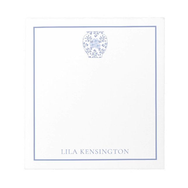 Chinoiserie Ginger Jar Vase Personalized Notepad (Front)