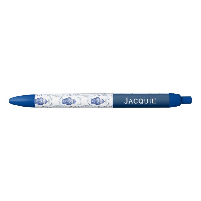 Chinoiserie Ginger Jars Custom Name  Blue Ink Pen (Front)